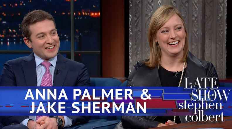 Anna Palmer and Jake Sherman on the Late Show Stephen Colbert